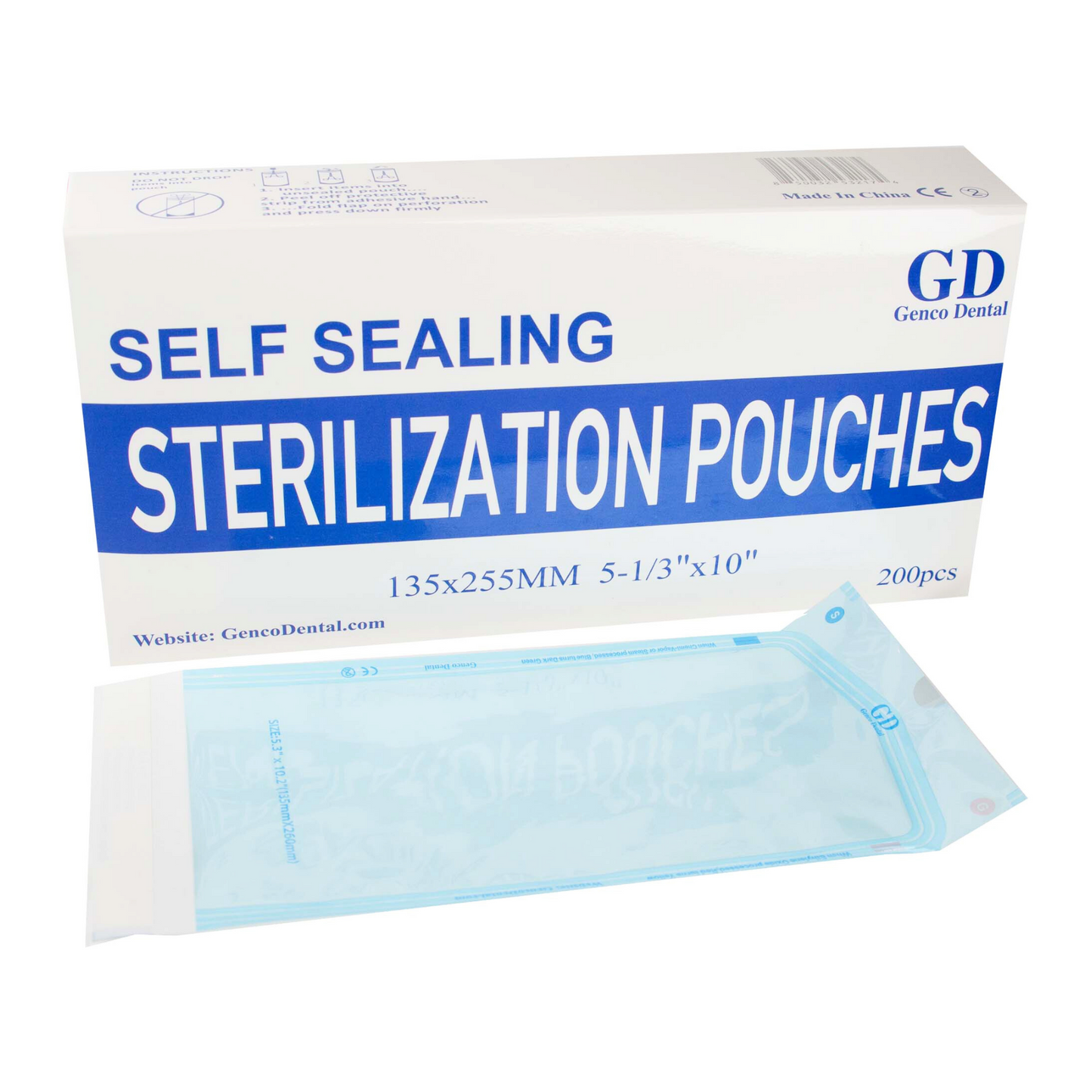 Self Seal Sterilization Pouches for Dentists, Autoclave Sterilizer Bags for Cleaning Tools, 200 Pouches Per Box