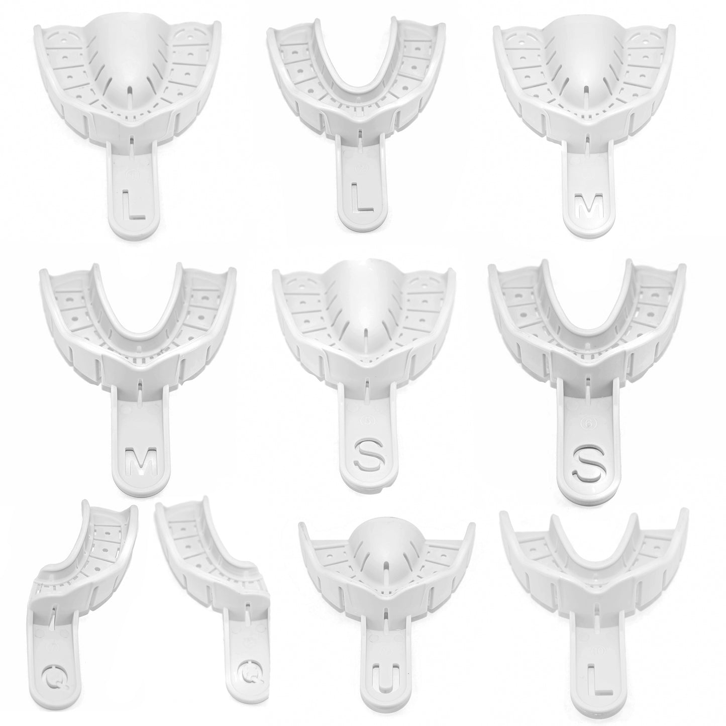 Genco Dental Perforated Autoclavable Dental Impression Trays, Assorted, All Sizes